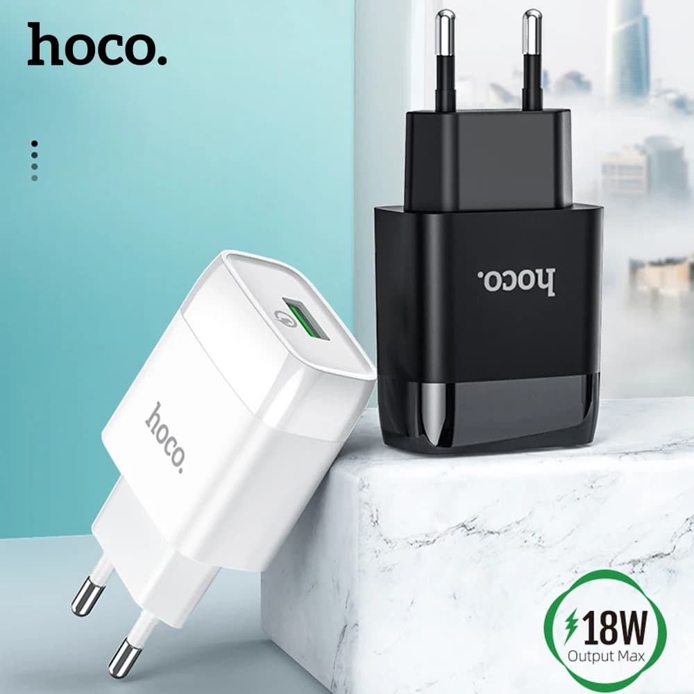 Hoco 18W QC3.0 Caricatore USB per iPhone 12 11 Pro Max XR Spina UE Adattatore per caricabatterie da muro per Samsung S20 S21 A51 Ricarica rapida