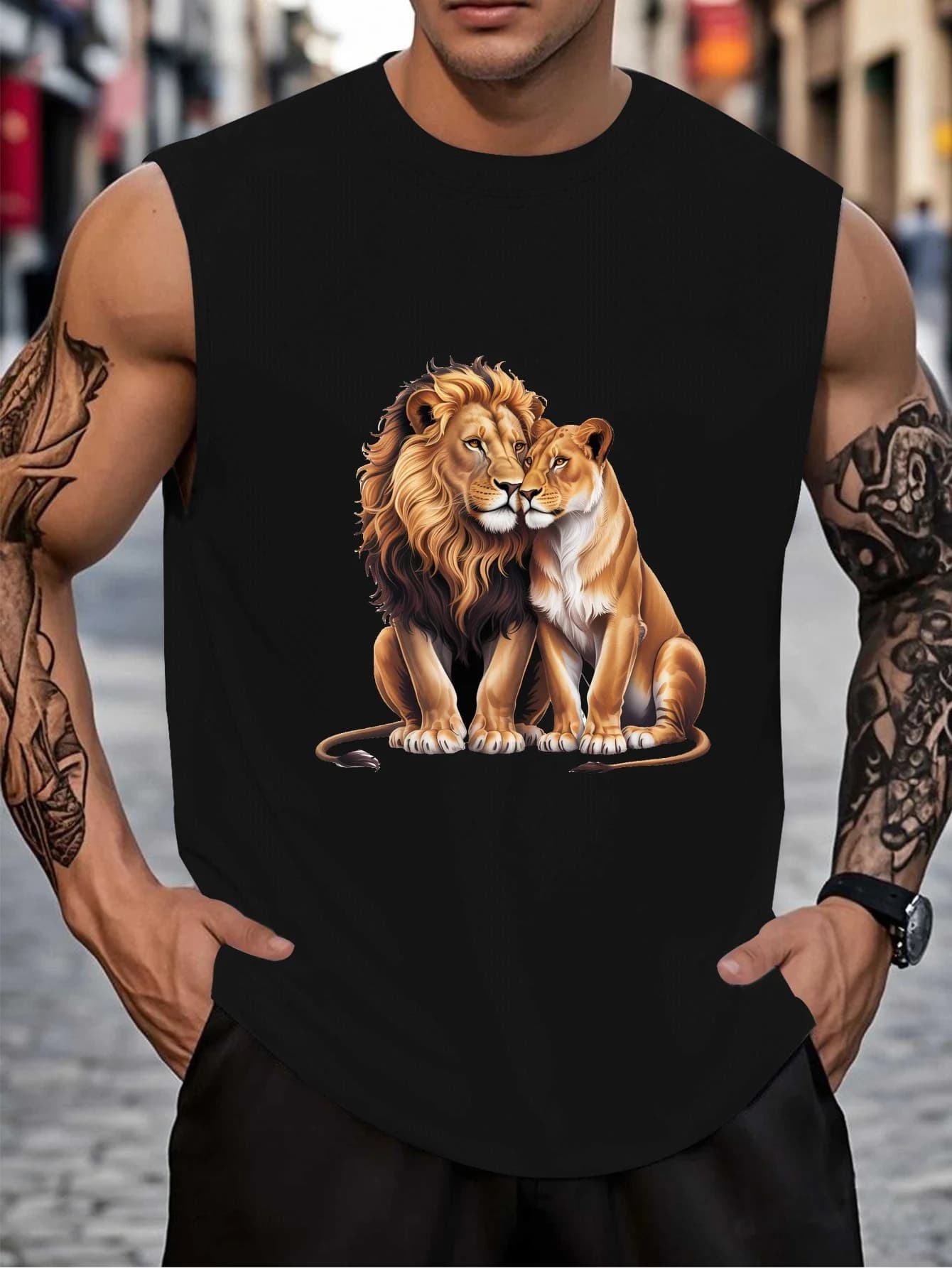 Men's Printed Canotta - A breathable sporty top, suitable for fitness and summer use