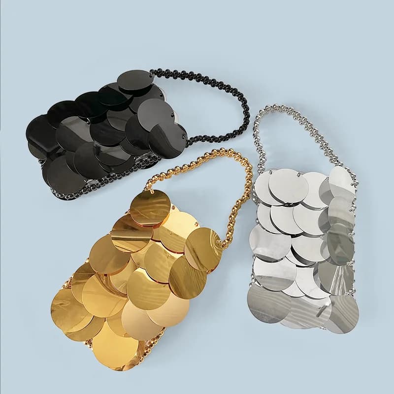 Korean Fashion Sequin Square Bag for Women, New Trendy Summer Handbag, Crossbody Bag, High-end Texture Handbag, 2024