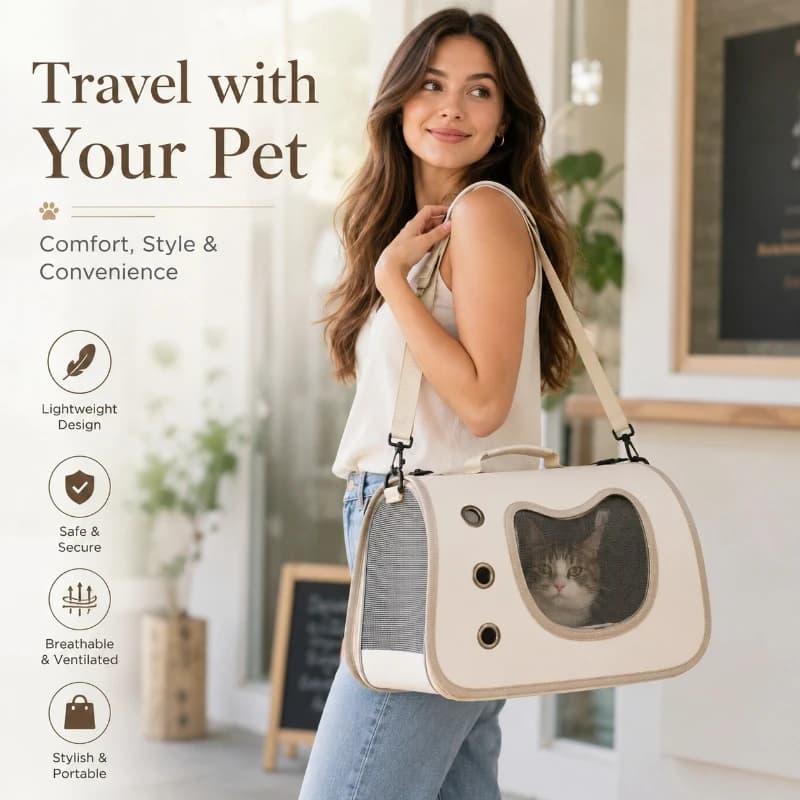 New Portable Foldable Breathable Pet Carrier Bag for Small Dogs Cats Outdoor Cat Kitten Lightweight Shoulder Carrying Bag