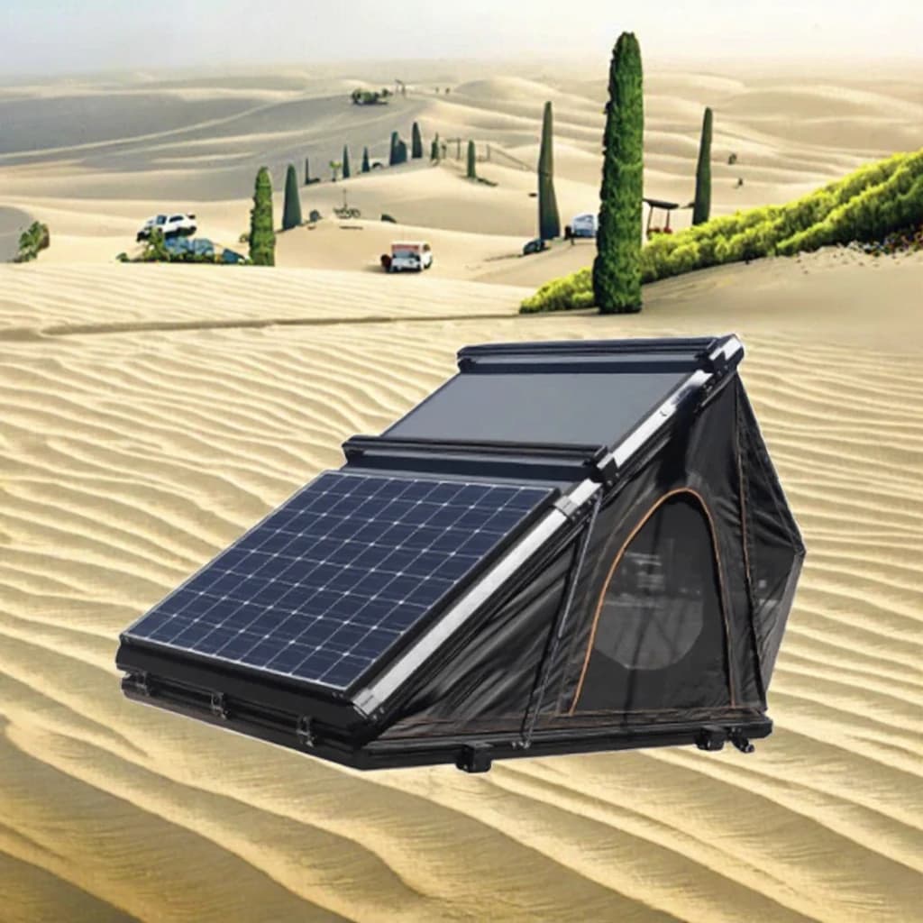 Tenda da tetto per auto SUV massima da 300 kg con tende da pannello alimentate a energia solare Tende da tetto gonfiabili con bordo a nido d'ape in lega di alluminio