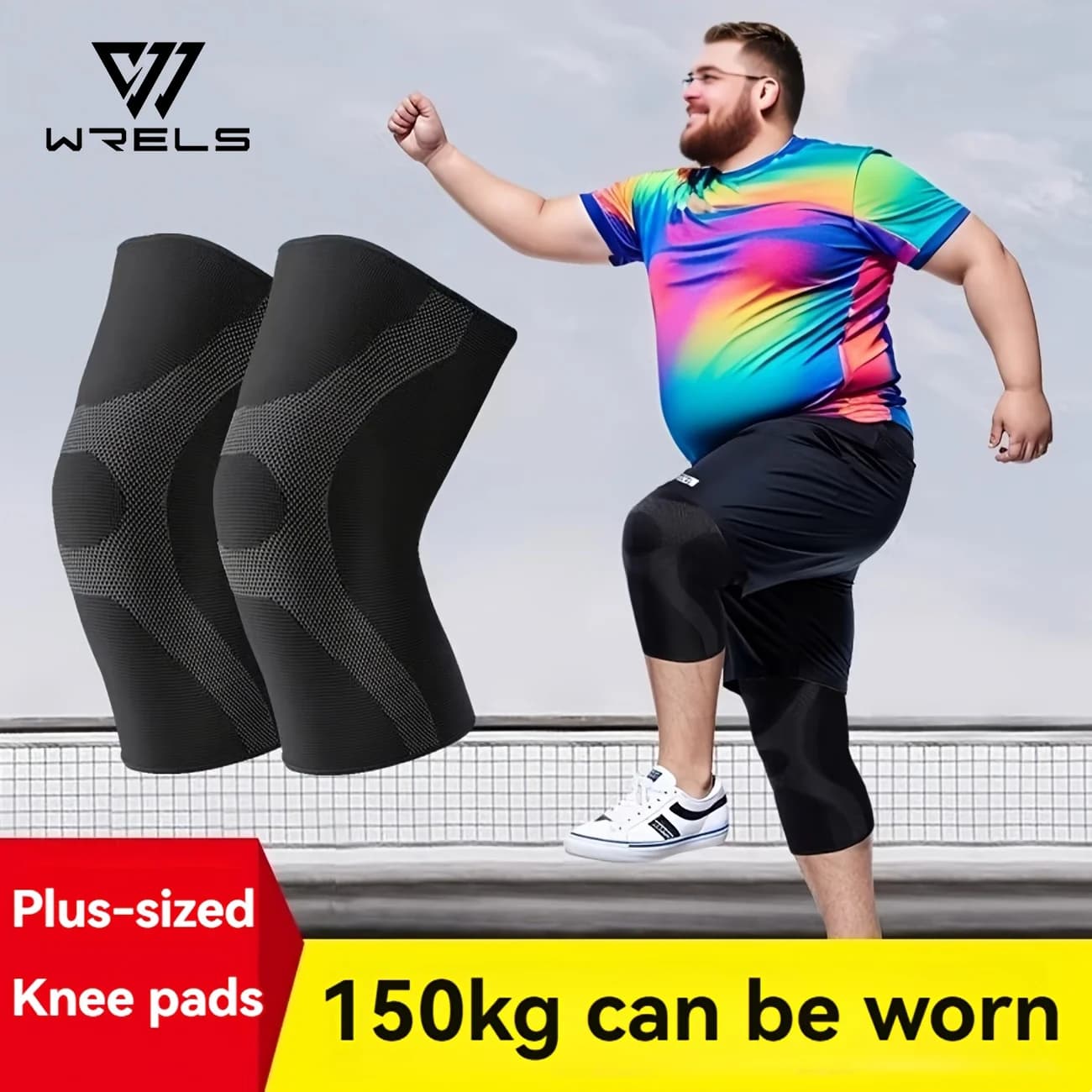 2 Pezzi Ginocchiere a Compressione Plus Size per Uomini e Donne Obesi, Supporto Ginocchio Resistente Antiscivolo per Sollievo dall'Artrite, Copriginocchio per Fitness