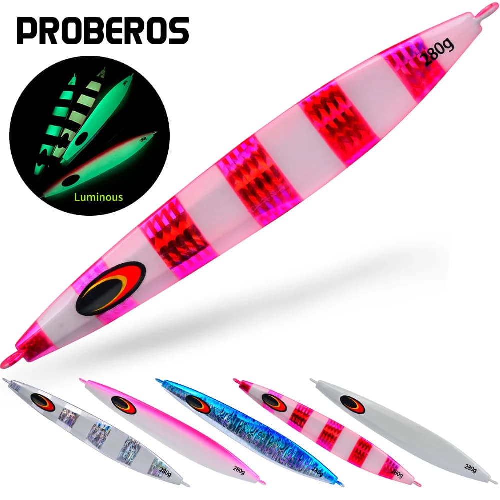 PROBEROS 5PCS Luminoso Esche Da Pesca In Metallo Artificiale Esca Dura Pesca Affrontare Acqua Salata D'acqua Dolce Jig con 120G- 280G All'ingrosso