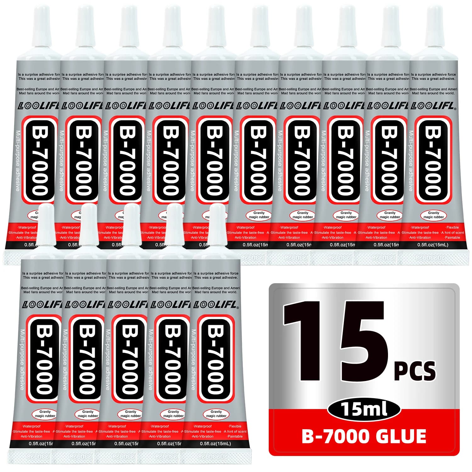 1-15PCS Loolifl B-7000 super glue High-Strength Waterproof Transparent Phone Screen Repair Glue Universal Glass Plastic DIY Adhesive with Precision Applicator Bonding Tool