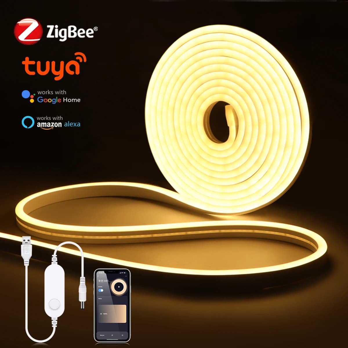 5V USB LED Strips Neon Smart lamp per camera da letto Gamer Room decorazione della parete Controller Zigbee Tuya Smart Life LED Neon dimmerabile