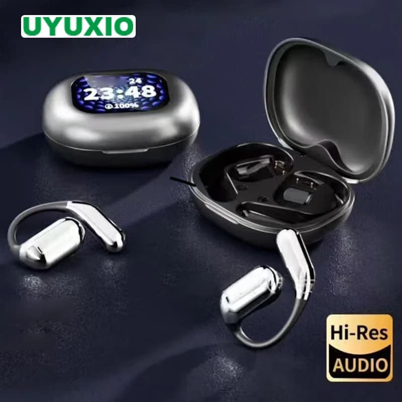 UYUXIO AI Language Translation Earphone OWS Wireless Earbuds with LCD Touch Screen Real Time Ear Buds with 144 Online Languages