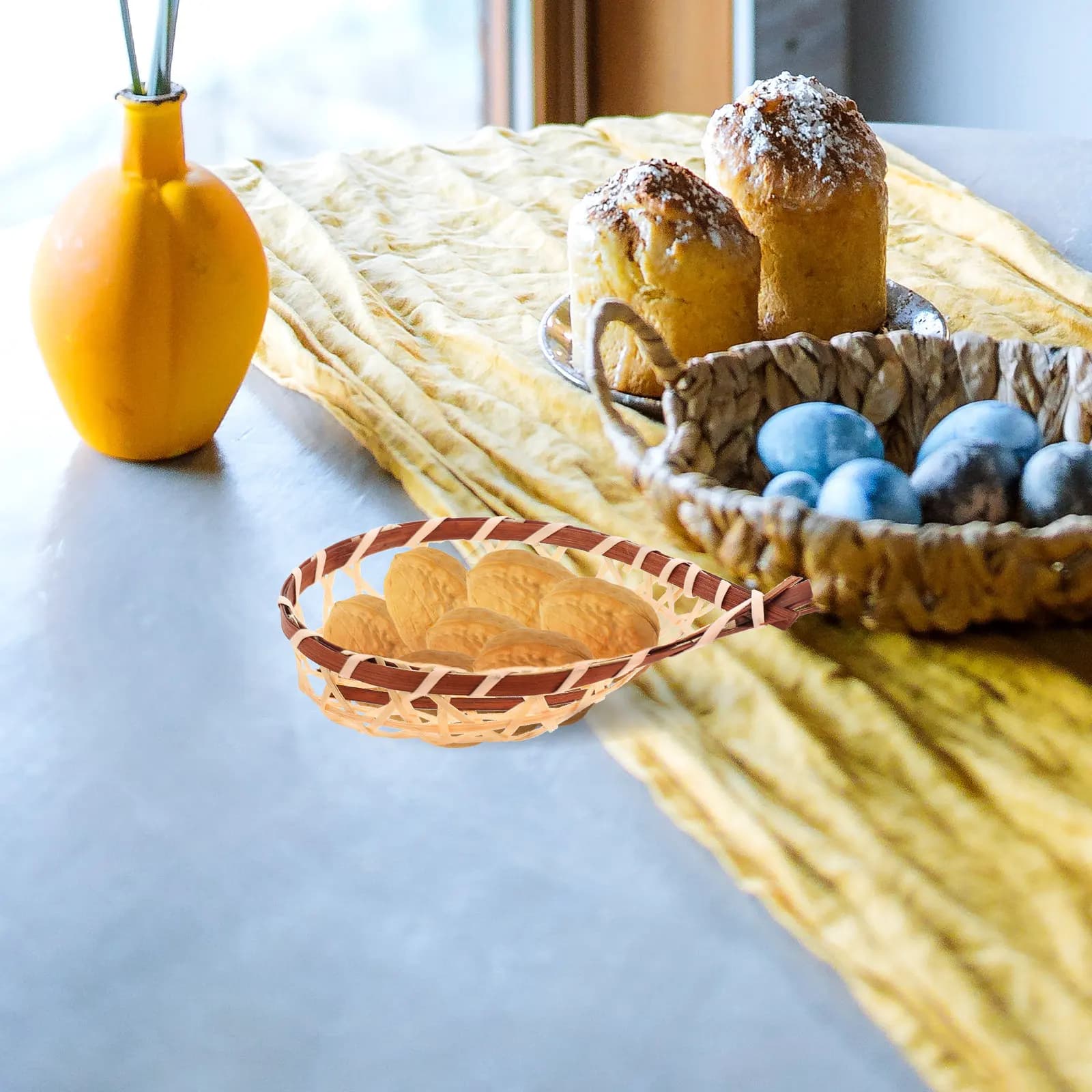 Mini Bamboo Basket Snack Tray Long-Lasting Sashimi Server Dried Fruit Candy Bread Decorative Bamboo Craft Tray