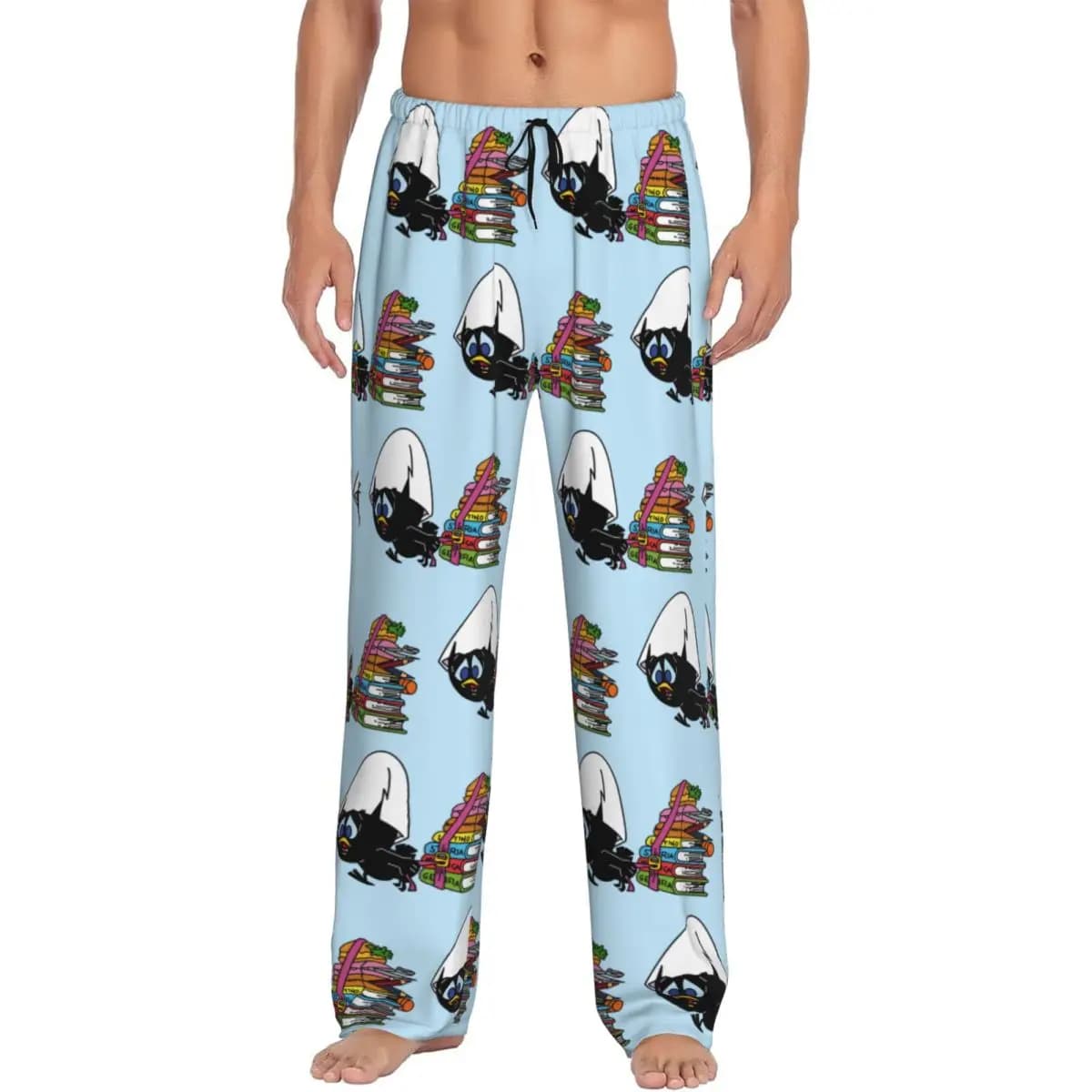 Pantaloni Pigiama Calimero Personalizzati, Abbigliamento da Notte per Uomo con Elastico in Vita, Simpatici Pantaloni Cartoon con Tasche