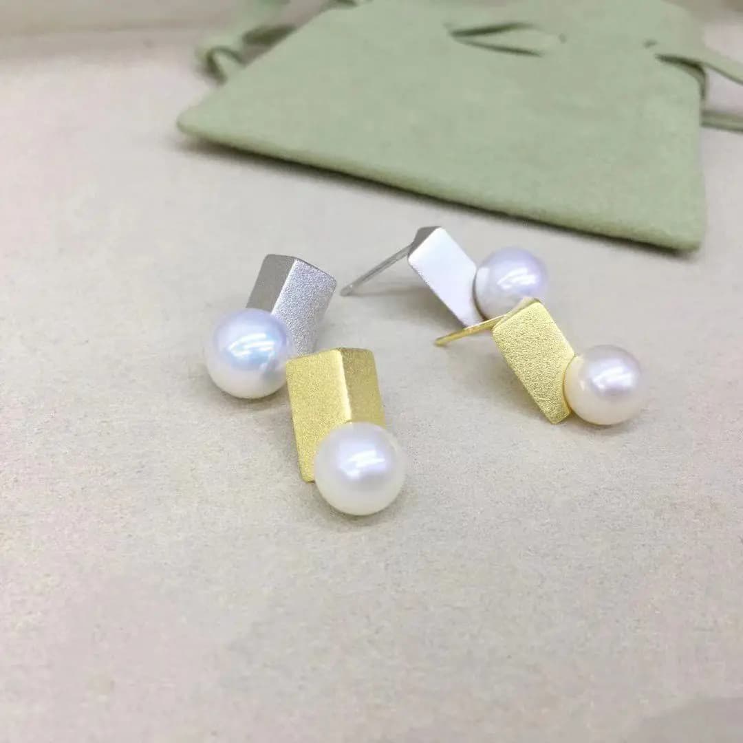 Orecchini in argento sterling S925 all'ingrosso Montaggio Risultati Impostazioni Base Parti di montaggio Accessorio per perle 8-9mm 5 paia/lotto