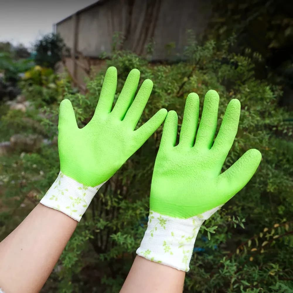 3 paia di guanti da giardinaggio portatili e traspiranti, comodi guanti in schiuma di lattice stampati, guanti da lavoro flessibili antiscivolo per esterni