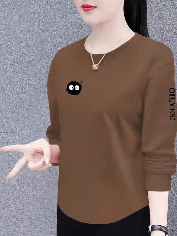 Loose Fit Long Sleeve Hoodie Women's Printed Thermal Outerwear Shoulder Insertion T-shirt for Middle-Aged And Elderly