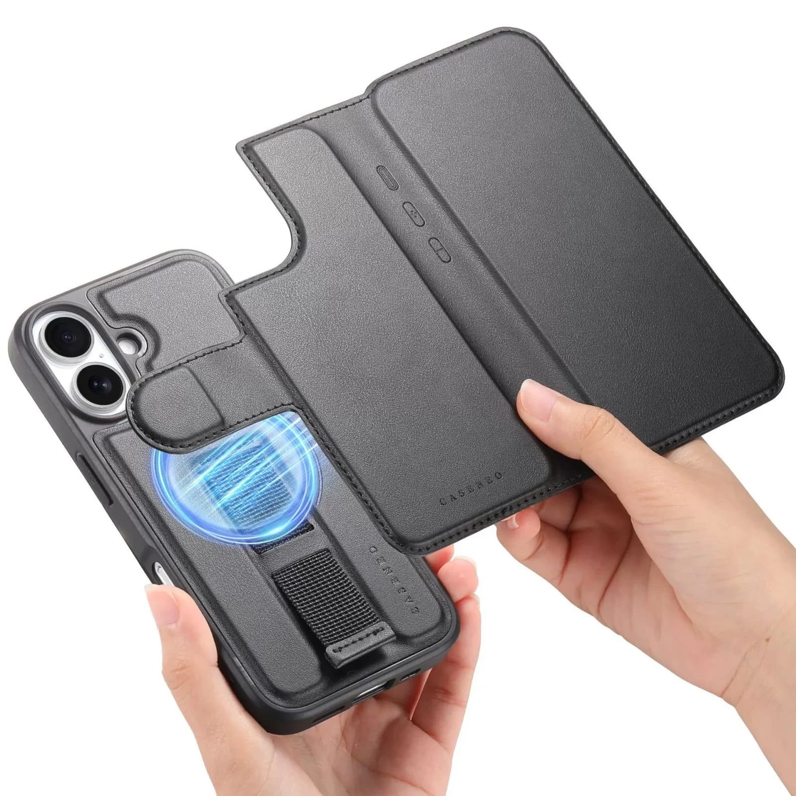 Custodia per telefono in pelle 2 in 1 staccabile con slot magnetico per carte, compatibile con iPhone 15 16 17 Pro Max 14 Plus 13 12 Pro Max, cover per Magsafe
