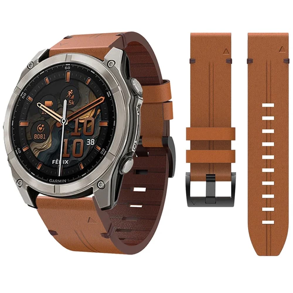 Leather QuickFit 22 26mm Strap For Garmin Fenix 8 E 7 6 5 3HR 47mm Watch Band Fenix 8X 7X 6X 5X 51mm Epix Pro Wristband Bracelet
