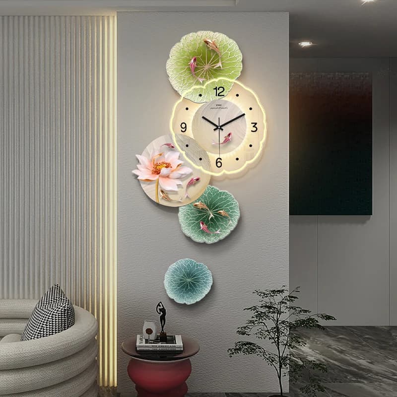 Wall clock, living room clock, creative and evocative wall lamp, high-end decorative painting, modern and simple watch