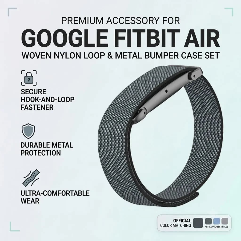 Suitable for Google Fitbit Air wristband, covered with nylon woven strap, metal protective case, Fitbit Air replacement strap