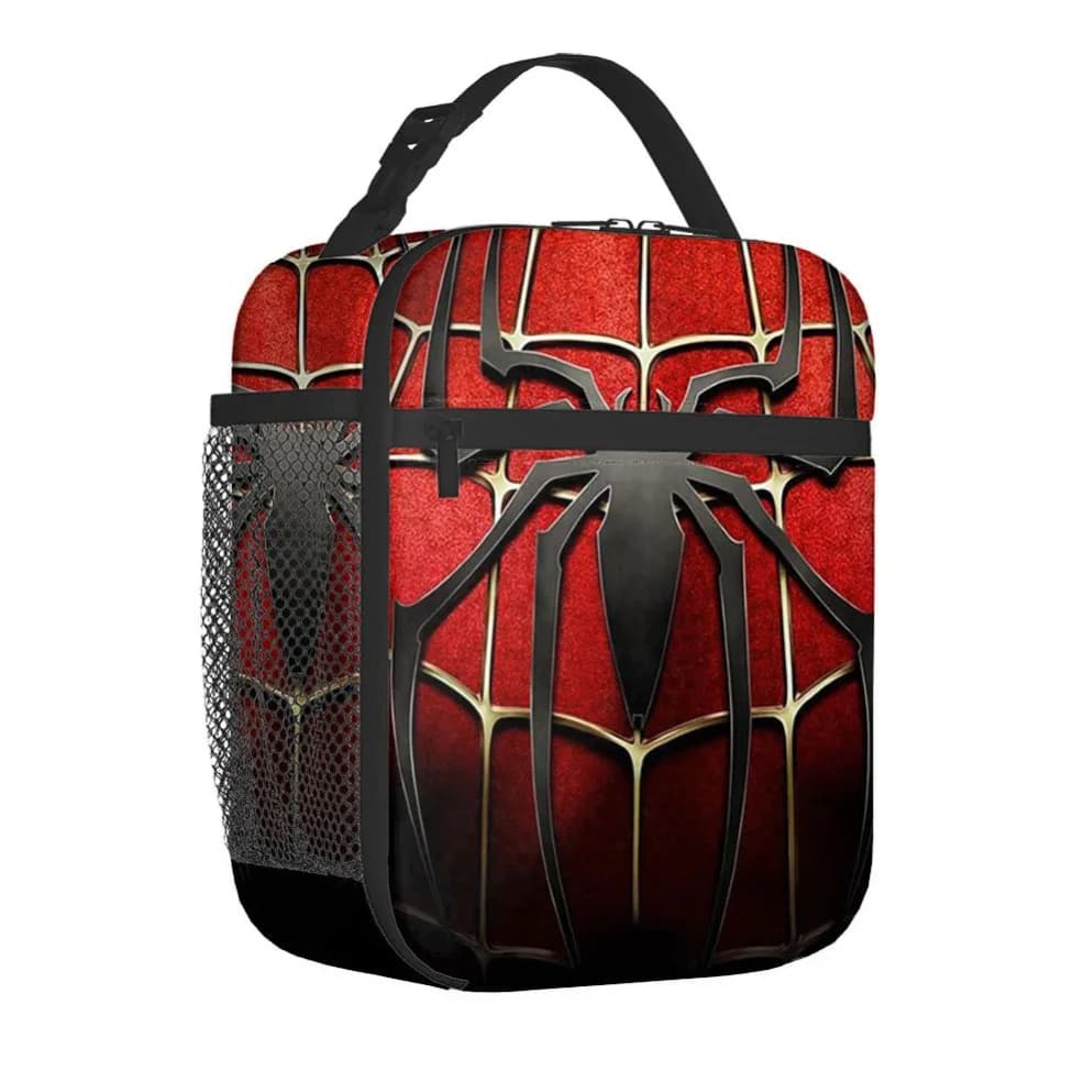 Scatola per il pranzo con ricamo Spiderman dei cartoni animati per uomo donna Borsa per il pranzo termica portatile Borsa per il pranzo per picnic scolastico