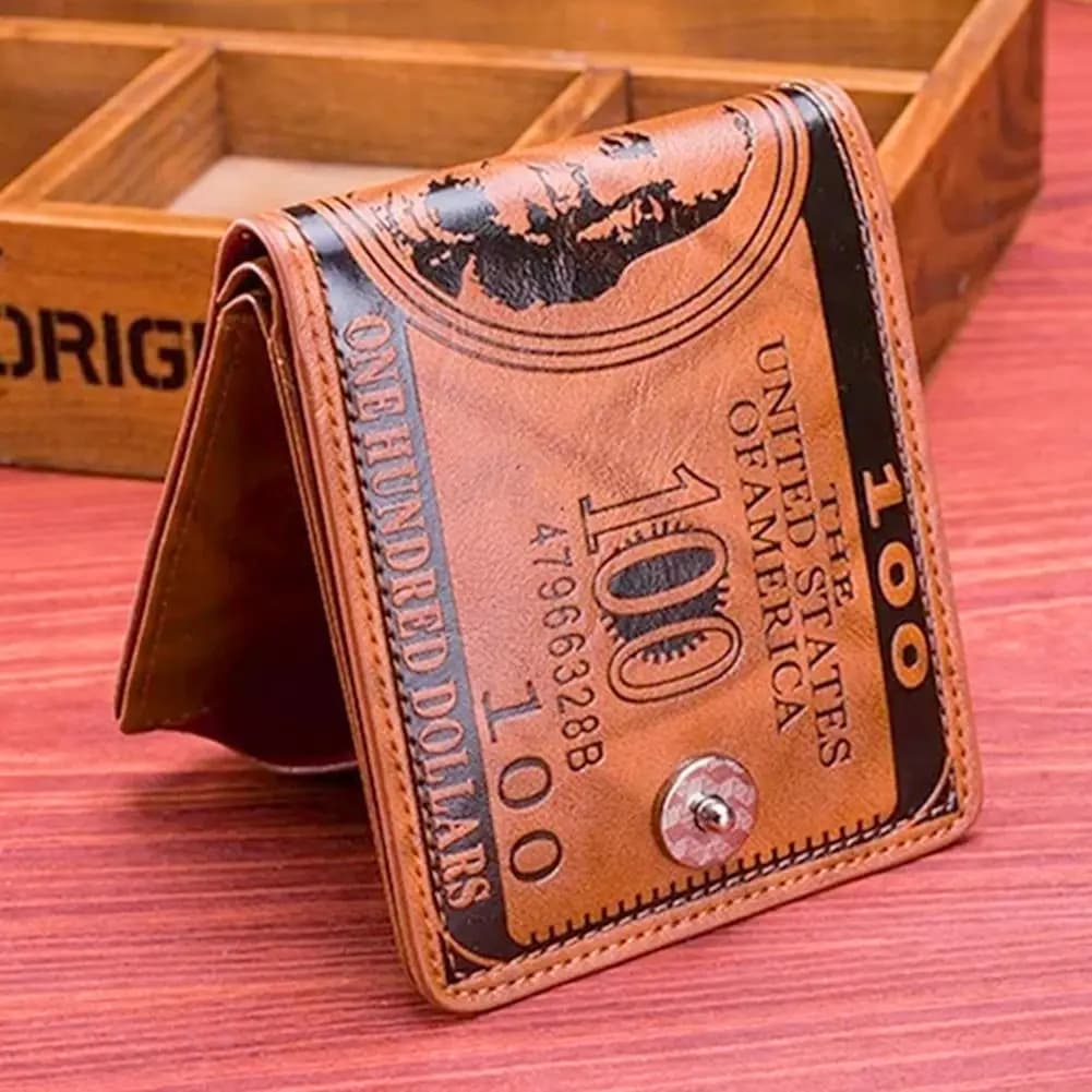 Portafoglio vintage in pelle PU - Dimensioni compatte, scomparti multifunzionali per carte, motivo classico, perfetto per affari e uso quotidiano
