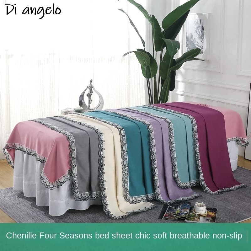 Lenzuolo per salone di bellezza Corpo SPA Massaggio Pediluvio Salute Speciale Luce Lusso Cotone e lino addensato con fori # /