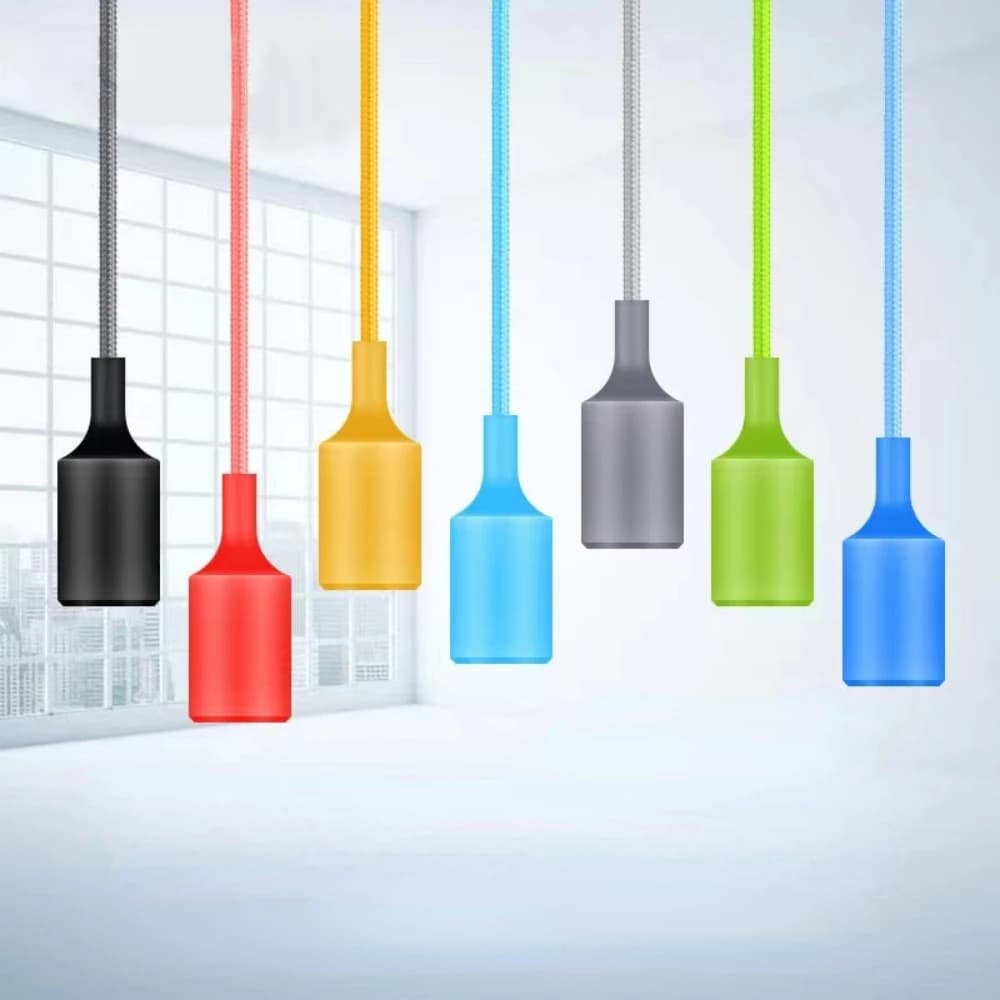 Lampade a sospensione Lampade a sospensione moderne semplici in gel di silice a testa singola AC90-260V Supporto E27 Cavo da 100 cm 13 colori