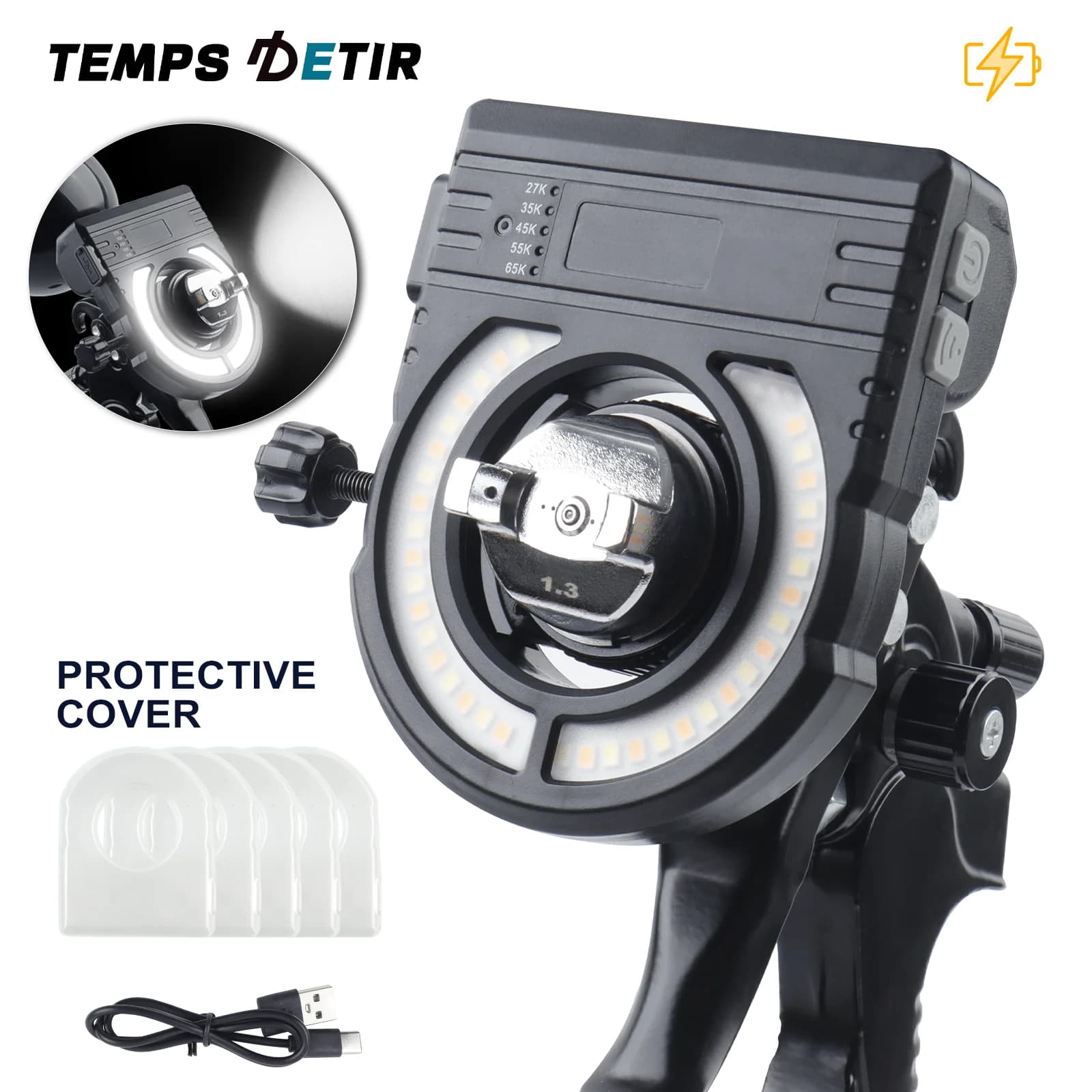 New Car Spray Gun Lighting 5 Colors Adjustable 4-Hour Runtime Paint Fill Light Searchlight Workshop Painting Tool Accessories