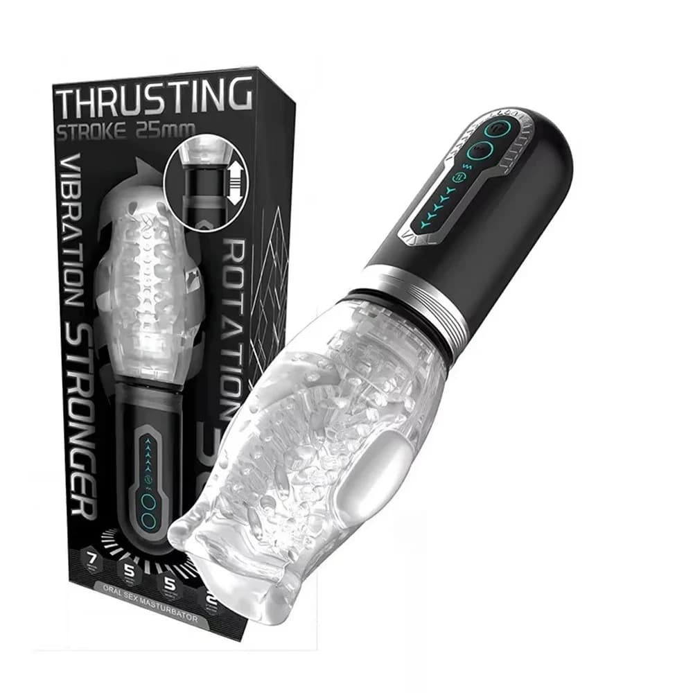 Glande Esercizio di resistenza Figa tascabile Rotazione automatica Vibrazione potente Masturbatore telescopico Tazza Macchine del sesso Pompino 18+