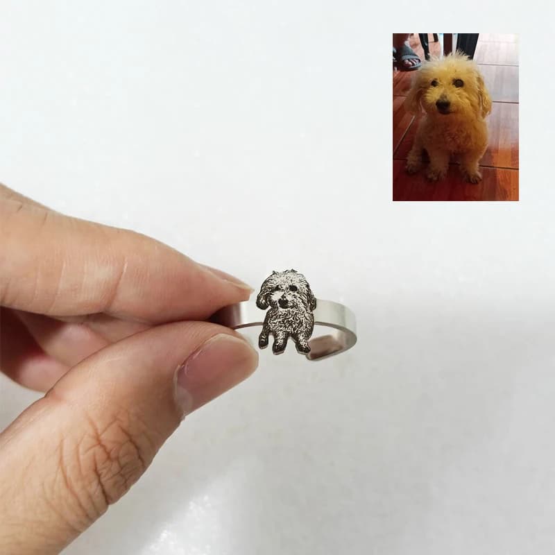 Anello personalizzato con foto di animali domestici, anello in acciaio inossidabile personalizzato, anello apribile con incisione laser personalizzata per cani e gatti, regalo ricordo per gli amanti degli animali domestici