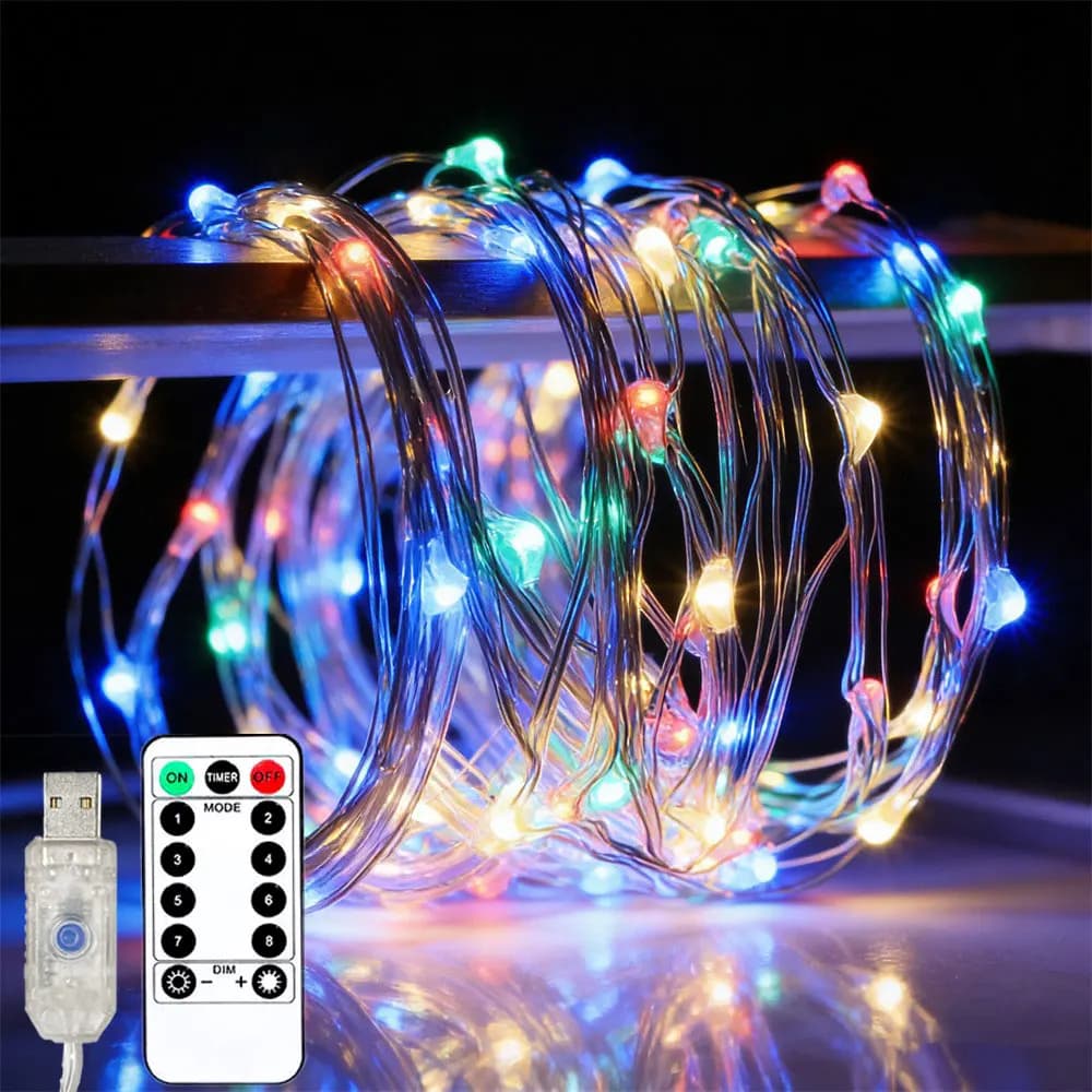 Luci a Stringa LED USB con 8 Modalità e Telecomando, Ghirlanda Luminosa per Decorazioni Natalizie, Matrimoni, Feste e Casa