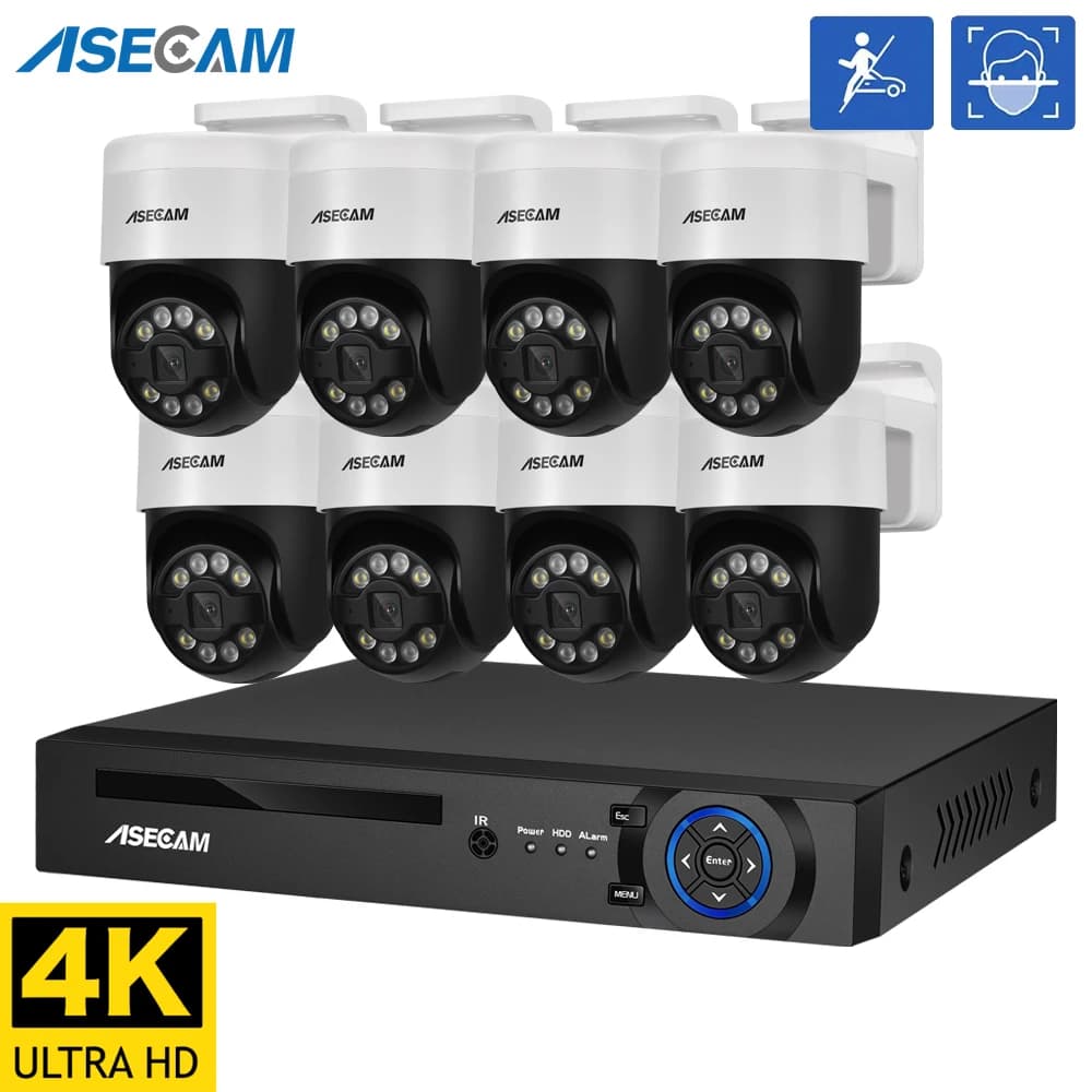 8MP 4K Face Detection Security PTZ IP Camera System Audio POE NVR Kit CCTV Humanoid Outdoor Home Video Surveillance Xmeye