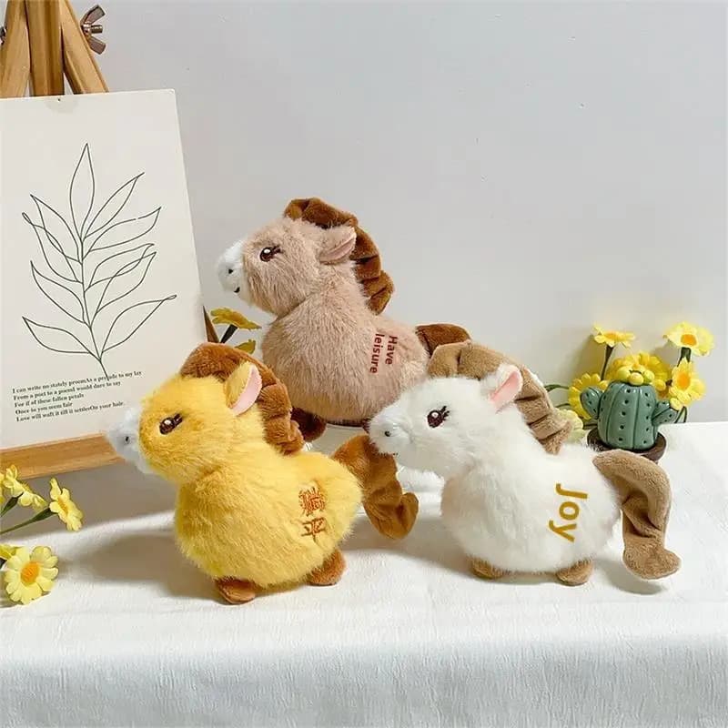 Simpatico anno del cavallo Pony bambola di peluche giocattoli di peluche portachiavi ciondolo borsa ciondoli zaino ornamenti appesi portachiavi ragazza regali per bambini