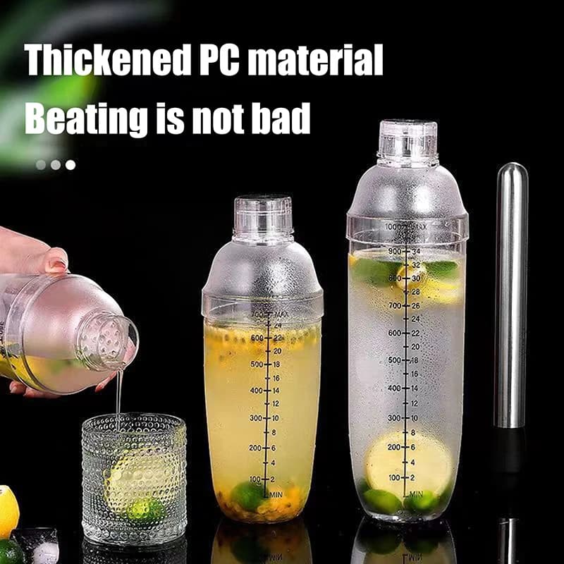 500/700/1000ml PC Resina Cocktail Shaker Martini Shaker A Mano Tazza Con Bilancia Vino Barware Miscelatore Bottiglia Stoviglie All'aperto