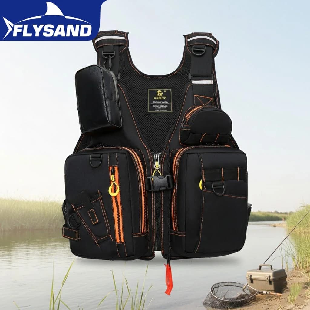 Gilet da Pesca Multifunzionale per Esterni, Giubbotto di Salvataggio con Tasche Multiple, Gilet Galleggiante per Conservazione Attrezzatura da Pesca
