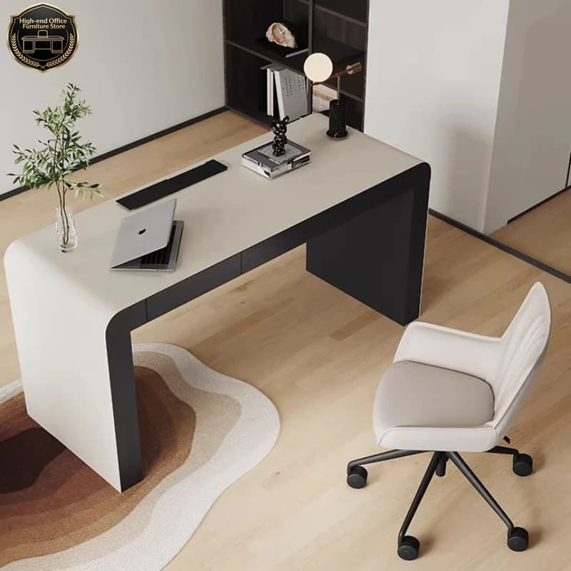 Scrivania moderna in pelle da 120, 140, 160, 180 cm, tavolo da gaming pieghevole, scrivania da ufficio e studio, scrivania Motion Room, mobili per ufficio