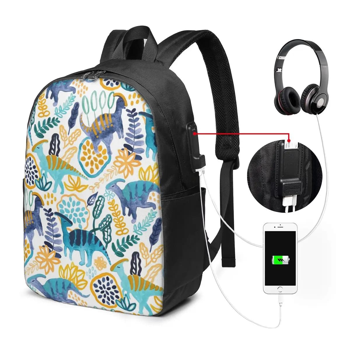 Gouache Parasaurolophuses Zaino da viaggio per notebook, borsa per computer, borsa da scuola per studenti universitari, borse a tracolla per laptop per uomo e donna