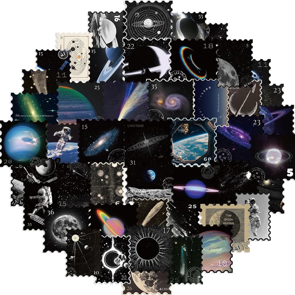 50PCS Cool Mysterious Universe Planet Stickers Graffiti Decals Waterproof Motorcycle Luggage Guitar Skateboard Kid Sticker Toy