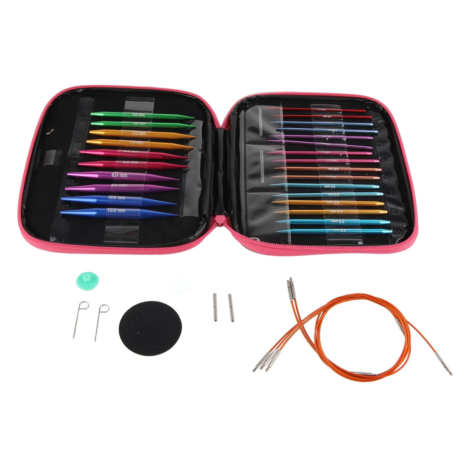 Set di aghi intercambiabili Set di anelli per ferri da maglia circolari in alluminio colorato per artigianato fai-da-te