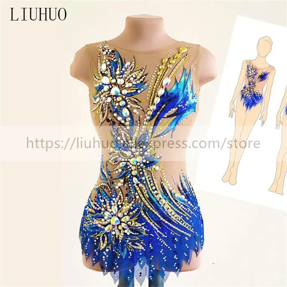 Abito da Pattinaggio Artistico LIUHUO per Donne e Ragazze, Costume da Gara per Ginnastica Ritmica, Senza Maniche, per Cheerleading e Danza BD598