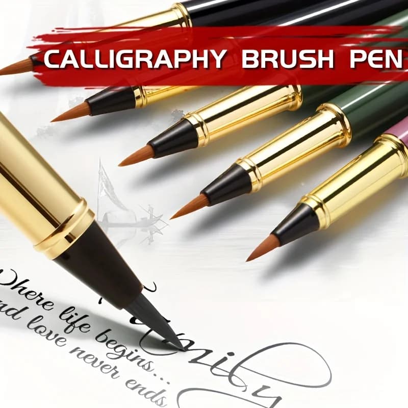 1 penna a pennello per calligrafia, penna stilografica con aggiunta di inchiostro con punta fine per scritte a mano, disegno artistico, diario per adulti, studenti