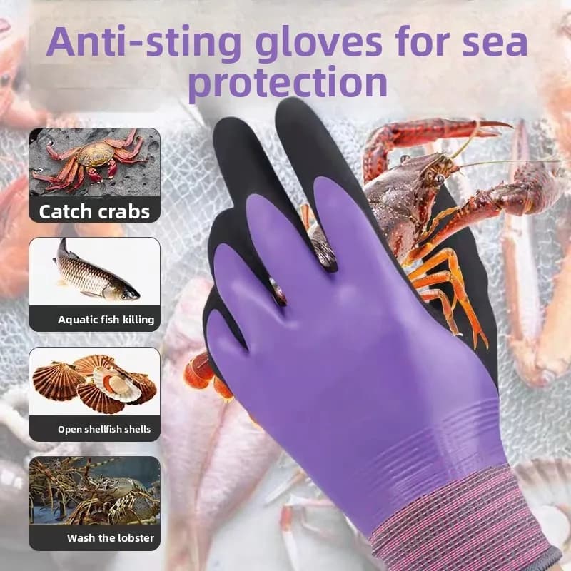 Guanti da pesca per adulti, anti-taglio, impermeabili, antiscivolo, anti-puntura, con clip, guanti protettivi in lattice anti-morso per granchi