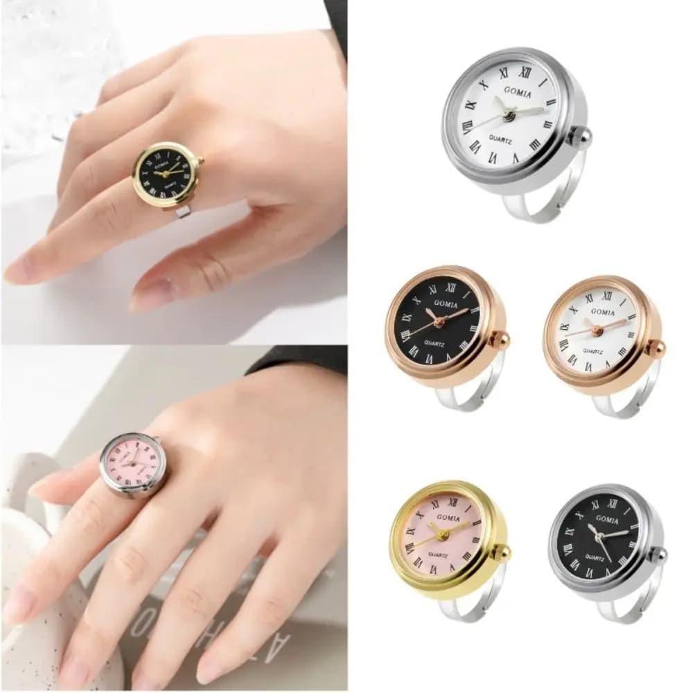 Creative vintage punk style quartz watches rings for women's flexible finger watches