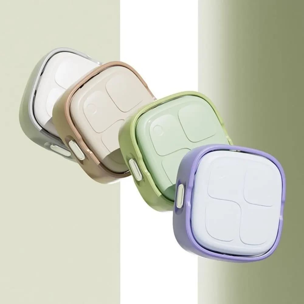 Practical Plastic Rotating Pill Box Mini Sealed 4 Grids Pill Box Portable Moisture-proof Magnetic Pill Holder Travel