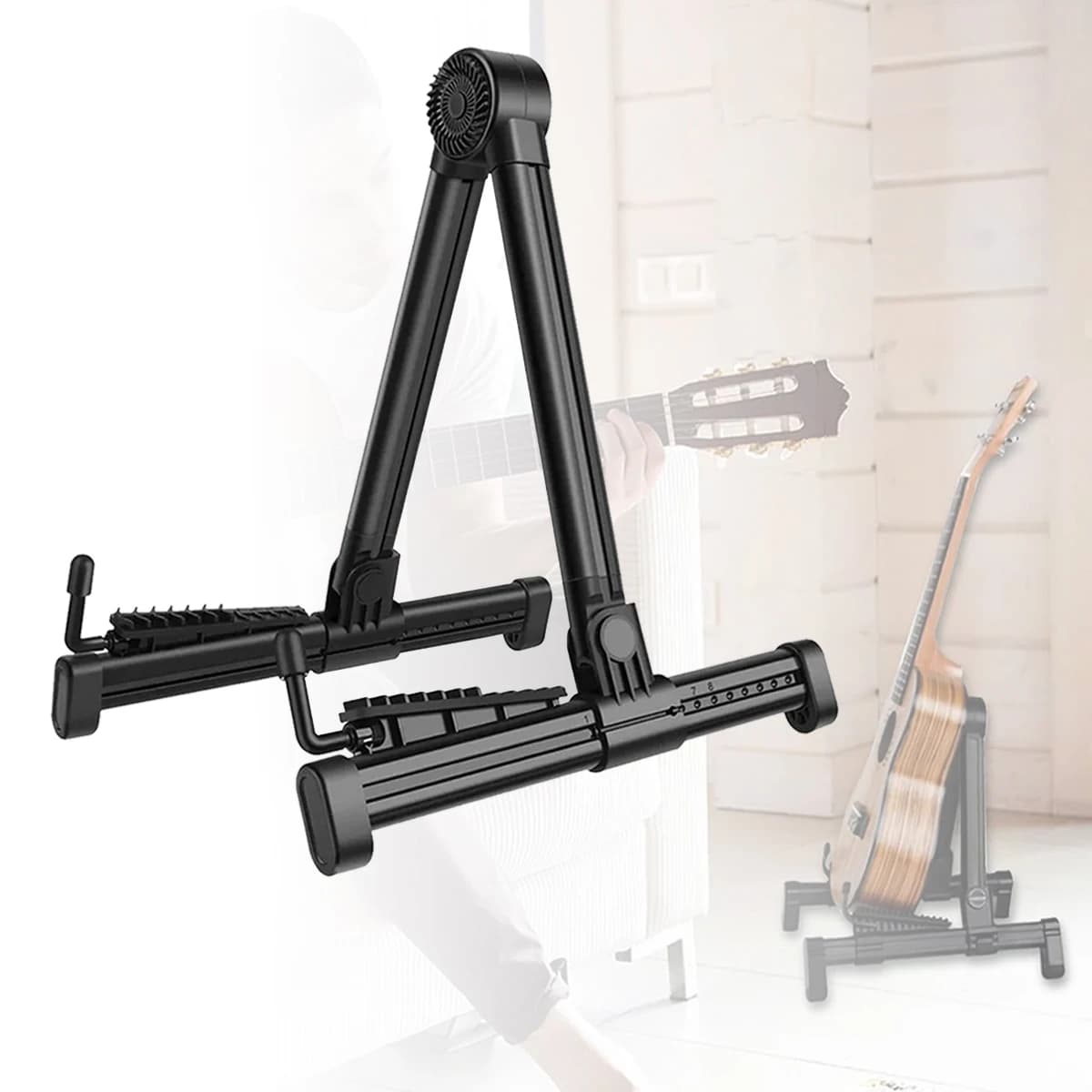 Miwayer A-Frame Guitar Stand – Foldable, Adjustable 12cm Width, Supports Heavy Instruments, for Guitar/Ukulele/Violin/Banjo