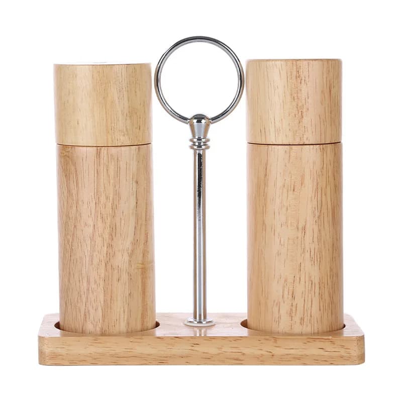 Set di macinapepe e sale manuali in legno, mulini manuali con base in ferro, set di macinapepe per spezie in quercia da 6 pollici