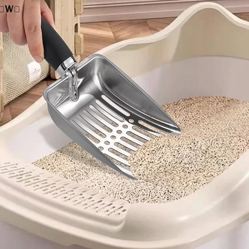 maveraW AanCat Pulizia della sabbia per cani Gatti Pulisci le feci Lettiera per gatti Pala Strumento per la pulizia degli animali Prodotti per animali Manico lungo in metallo Scoop obrazWinter1 ud