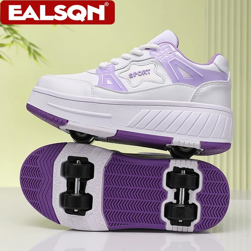 Scarpe da passeggio traspiranti con lacci per ragazze, nuovi pattini a rotelle sportivi retrattili a quattro ruote per studentesse, per esterni, taglie 29-39