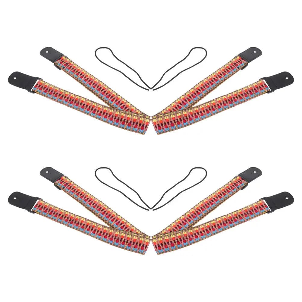 4 Pezzi Tracolla per Chitarra Boho Intrecciata Regolabile in Cotone, Cinghia Etnica Morbida e Confortevole per Ukulele e Banjo, Accessorio Musicale