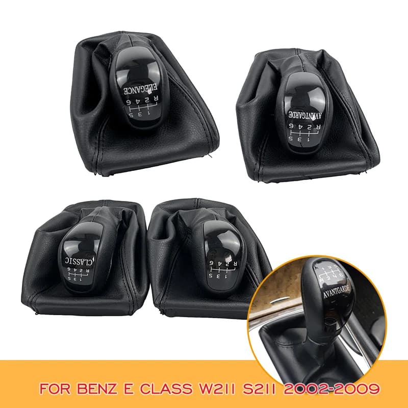 6 Speed Car Gear Shift Knob Shifter Gaitor Boot Case For Mercedes Benz E Class W211 S211 2002 2003 2004 2005 2006 2007 2008 2009