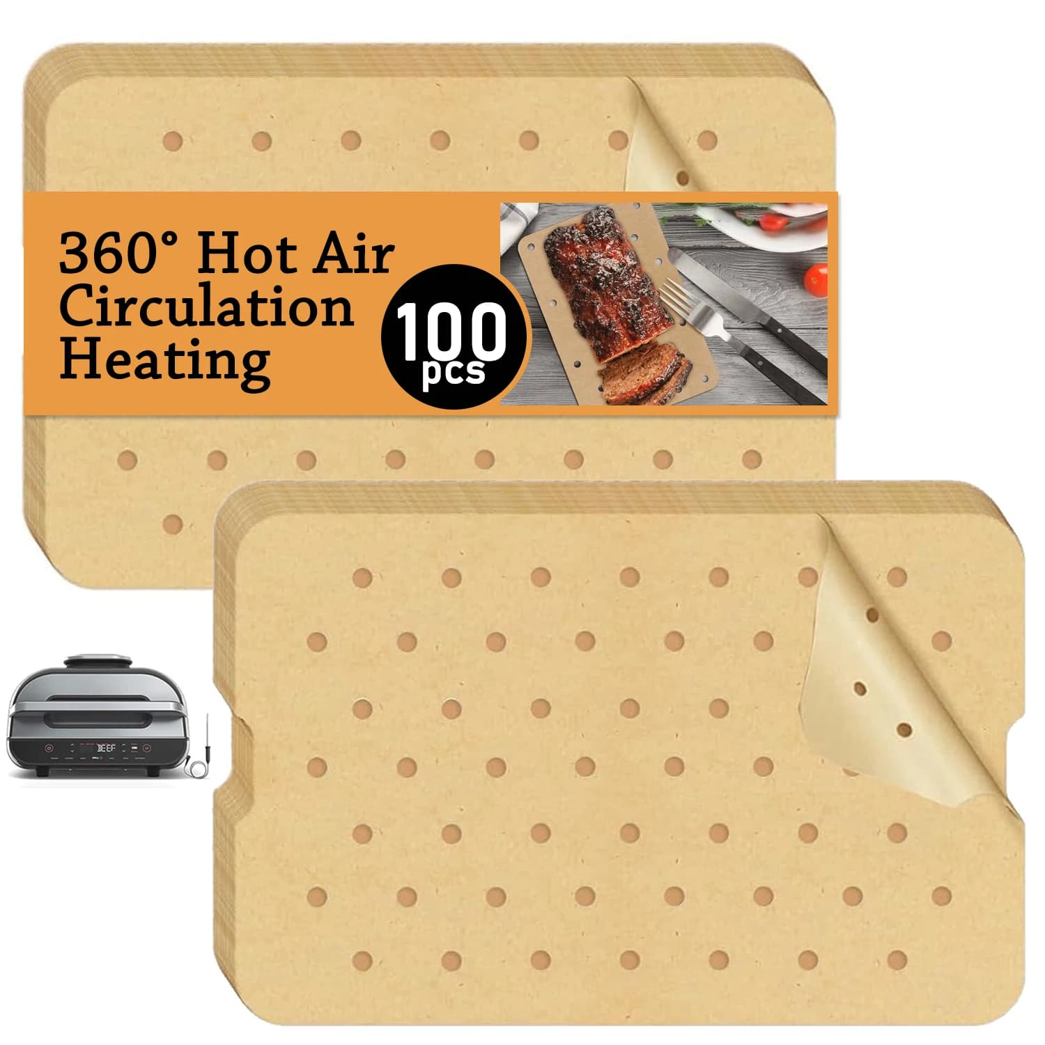 Carta pergamena per friggitrice ad aria per FG551 Ninja Foodi Smart XL 6 in 1 Griglia interna Antiaderente Perforata Airfryer Liner Strumenti di cottura