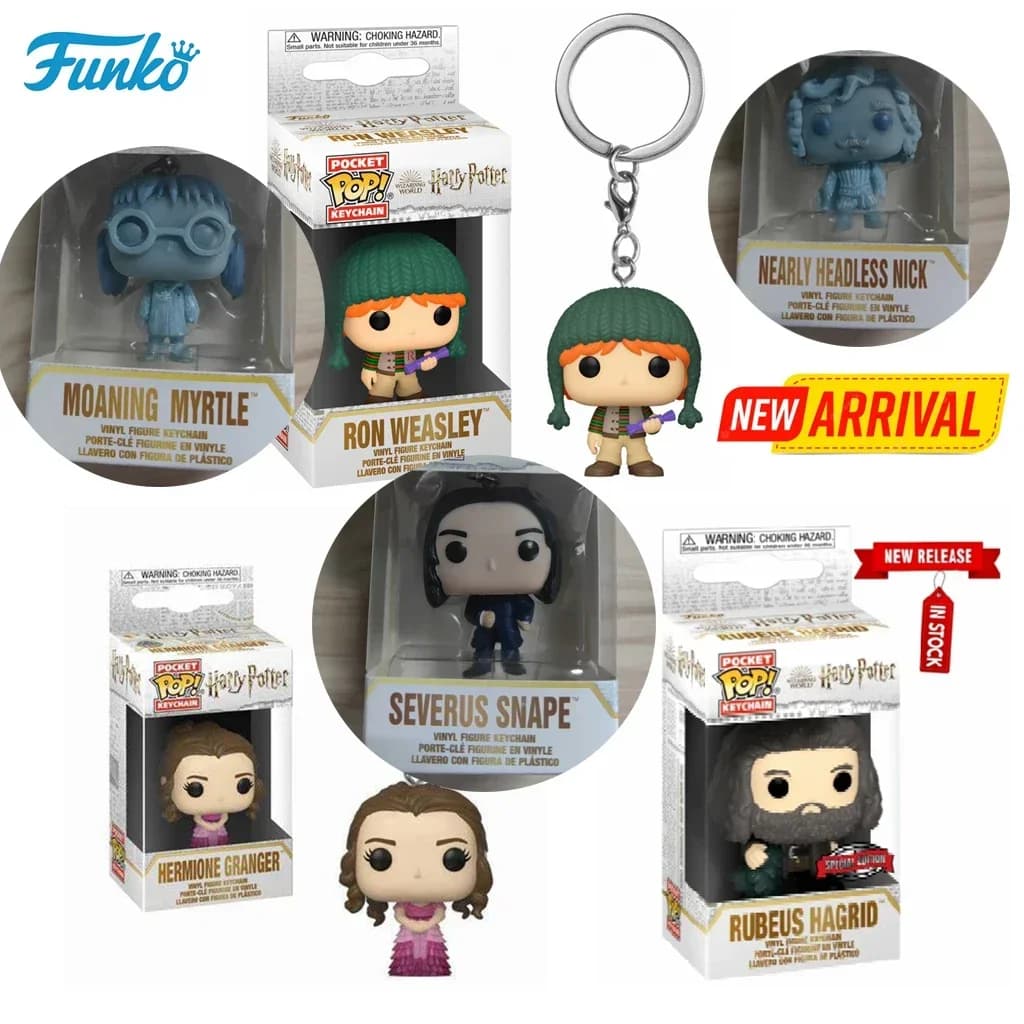 Funko Pop Hermione Granger Hagrid Ron Weasley Quasi senza testa Nick Gemiti Myrtle Snape Portachiavi Giocattolo Figura Pocket Pop Giocattoli per bambini