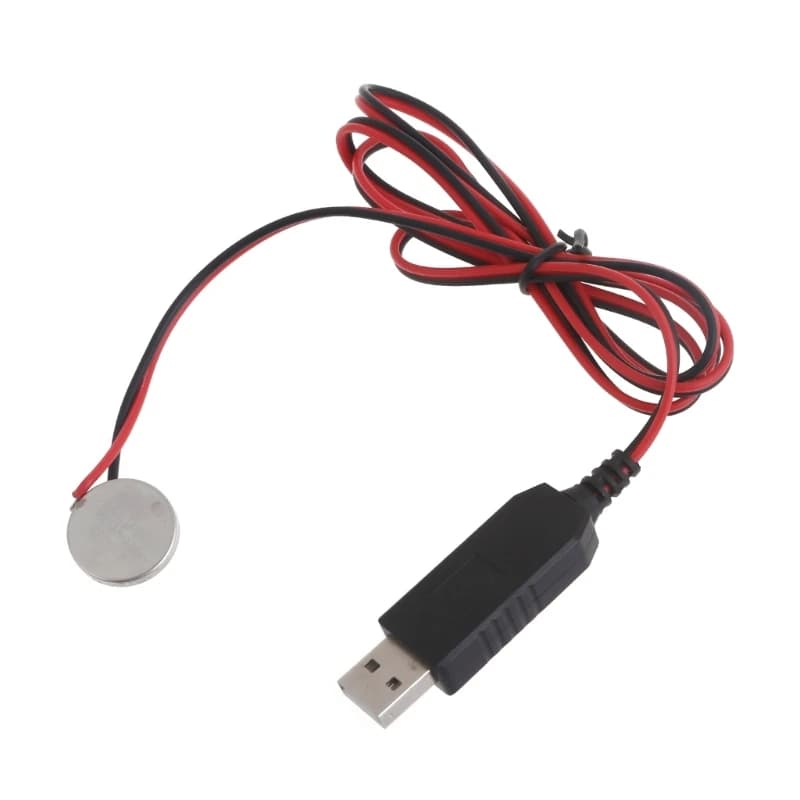 Portable 3V CR2032 USB to 3V CR2032 false charger cable instead of 1x CR2032 battery for watch remote control