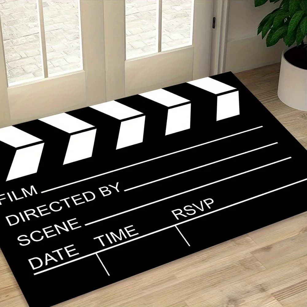 Tappeto creativo VIKAMA Film Director's Clapperboard per soggiorno, studio, home theater, tappetino decorativo lavabile in lavatrice